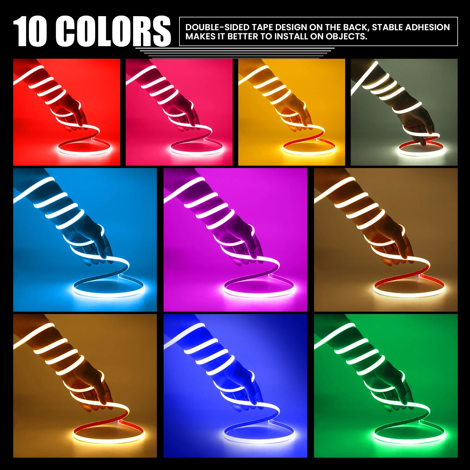 IP68 Waterproof COB LED Strip Light 12V 24V 320LEDs/m Flexible LED Neon Tape for Outdoor Swimming Pool High Density Linear Light