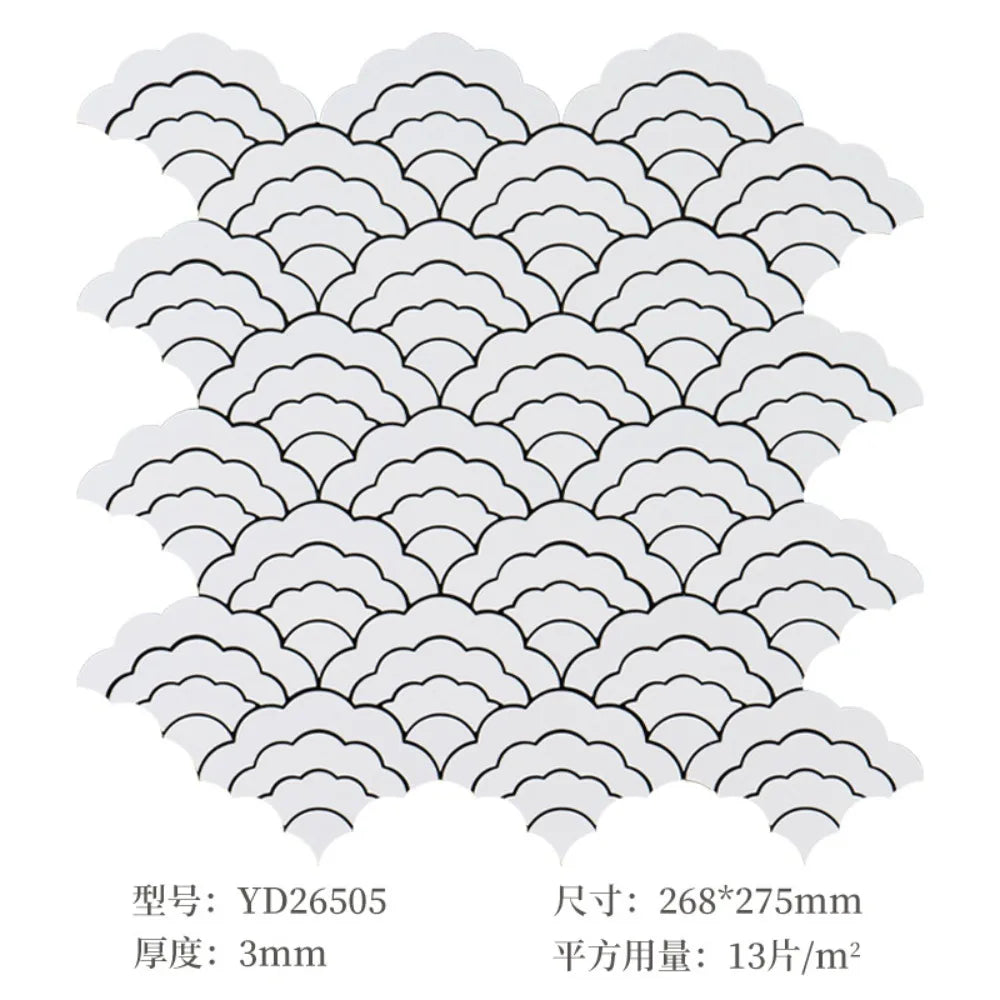 White cloud-scale self-adhesive wall sticker sheet, 268x275mm, 3mm thick