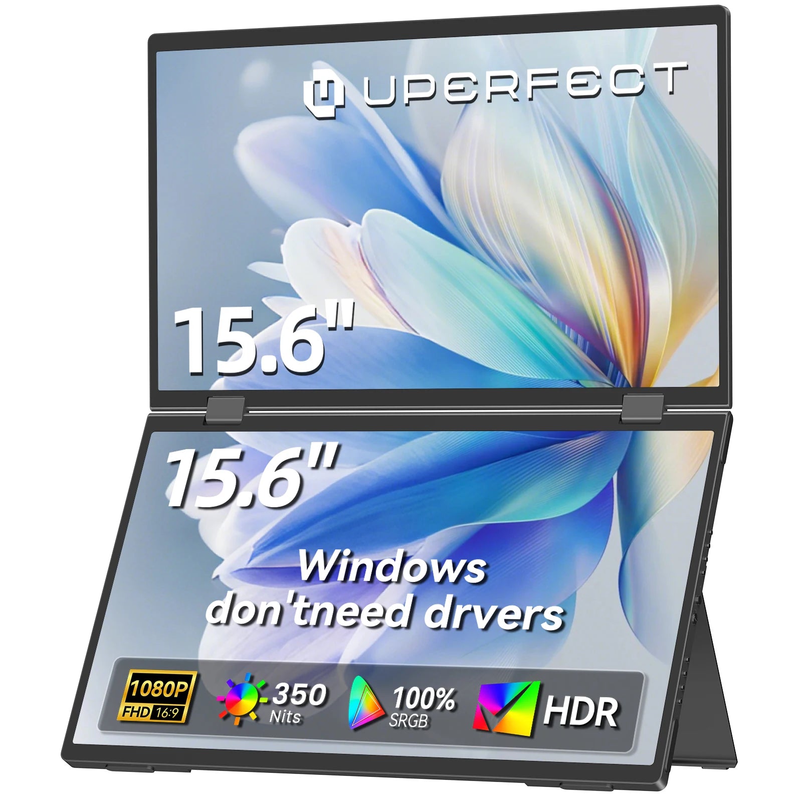 UPERFECT Laptop Screen Extender 15.6" 1080P Dual Screen with Speaker HDMI USB-C Triple Monitor for Laptop MacBook Surface PC Xbo