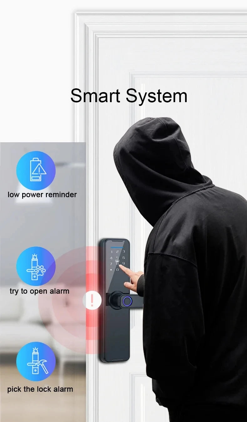 Tuya Fingerpirnt Password Smart Door Lock Digital Keypad Electronic Lock Card Keys Fingerprint Tuya Bluetooth Smart Lock Keyless