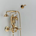Golden Swan Bathtub Shower Faucet Wall Mounted Hot Cold Water Bath Tub Faucet Rotate Spout Dual Handles