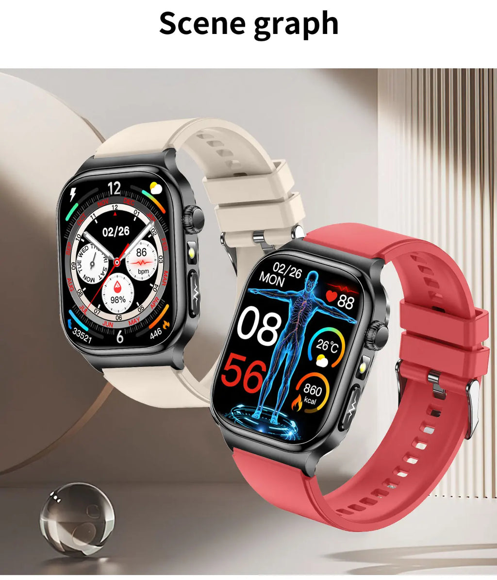 2026 New Hospital Level Health Smart Watch Body Fat ECG Blood oxygen BP Health AMOLED Screen HD Call Sport Smart Watches For Man