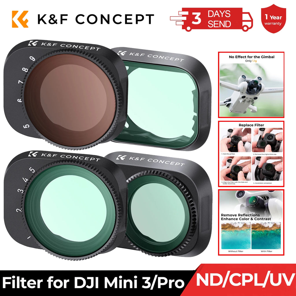 DJI Mini 3 Pro Variable ND Filter Kit - Premium Optical Glass Lens Tidesmit