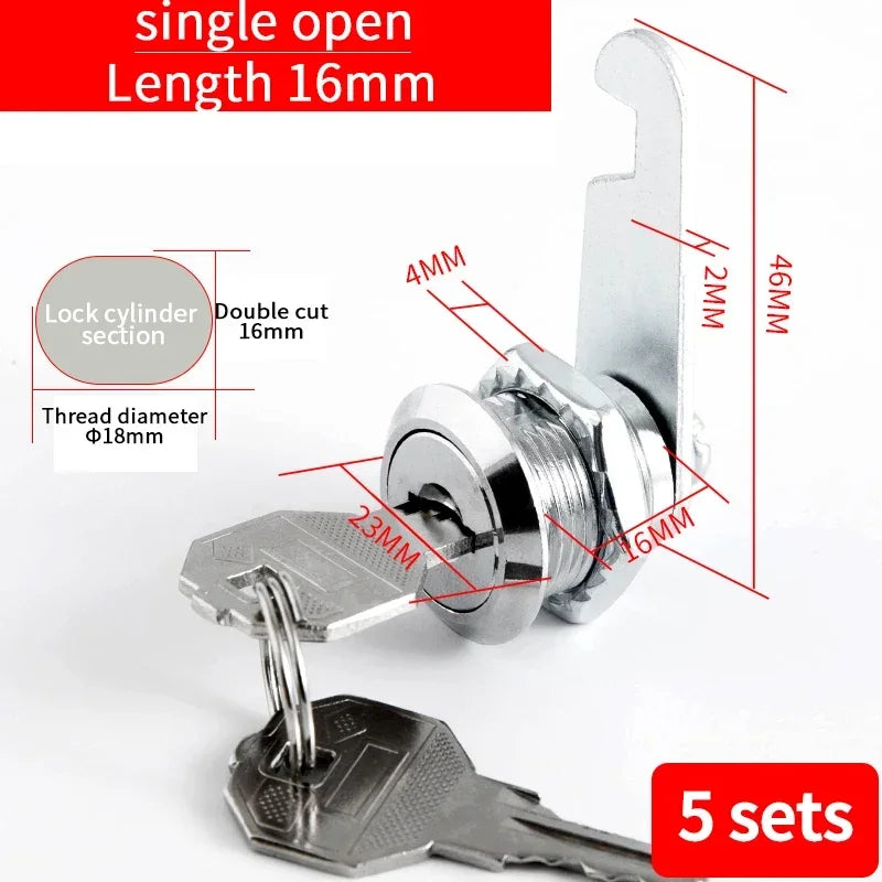 5/20/100SETS 16mm 20mm 25mm 30mm 35mm Metal Rotary Key Switch Push Button Lock Switch Latching Cylinder Cabinet Security Locker