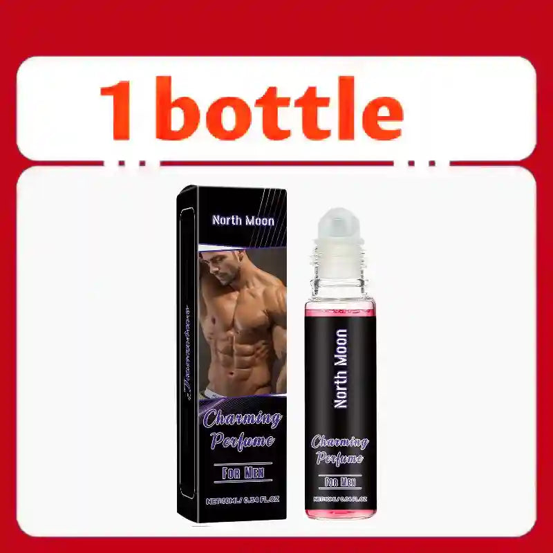 North Moon Charming Pheromone Perfume for Men, 10ml roll-on bottle, long-lasting fragrance to enhance male charm.