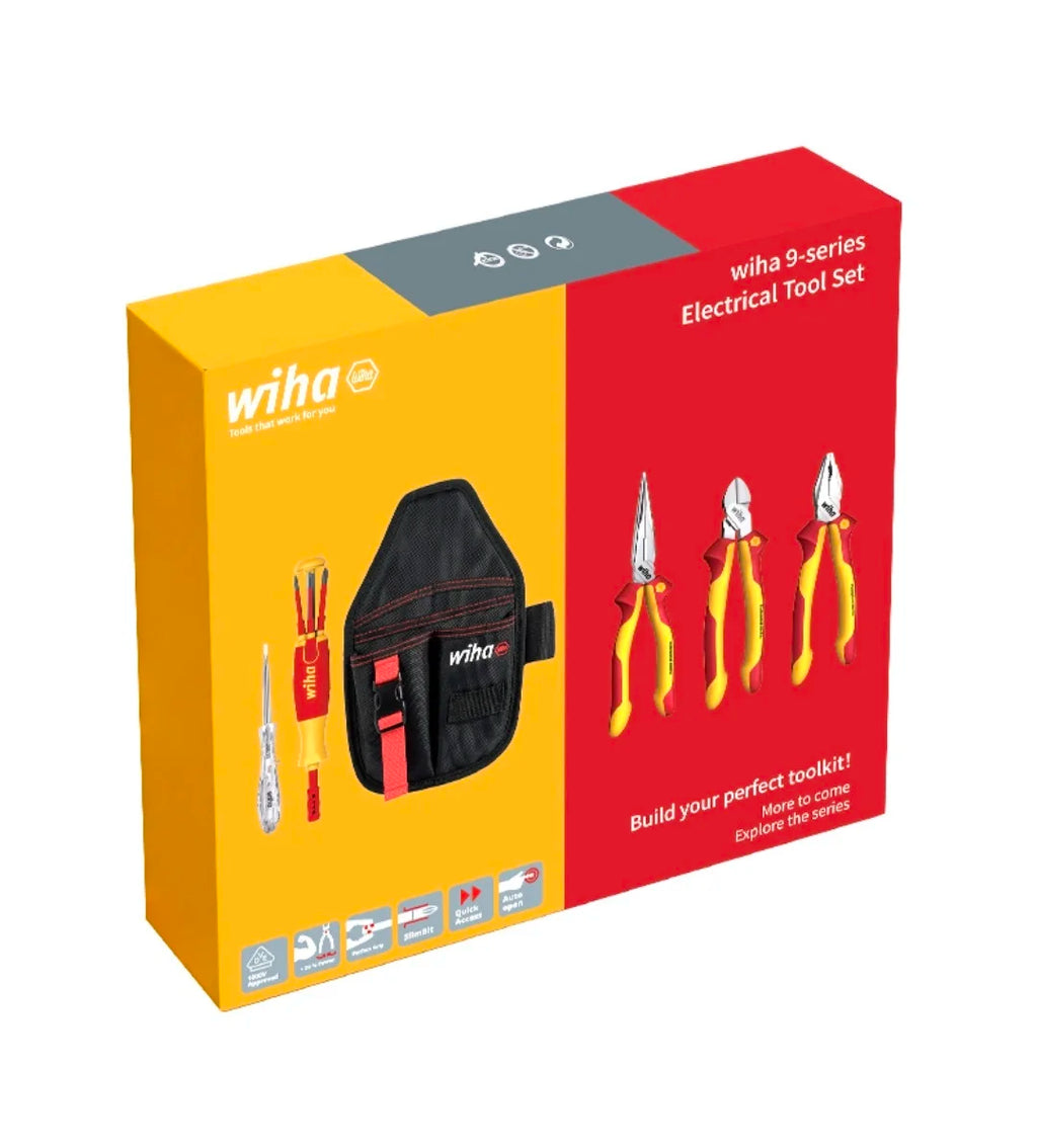 Wiha 90999C 6-Piece 1000V VDE Insulated Electrician Tool Kit, Multifunctional Pliers Screwdriver Set with Portable Storage Bag
