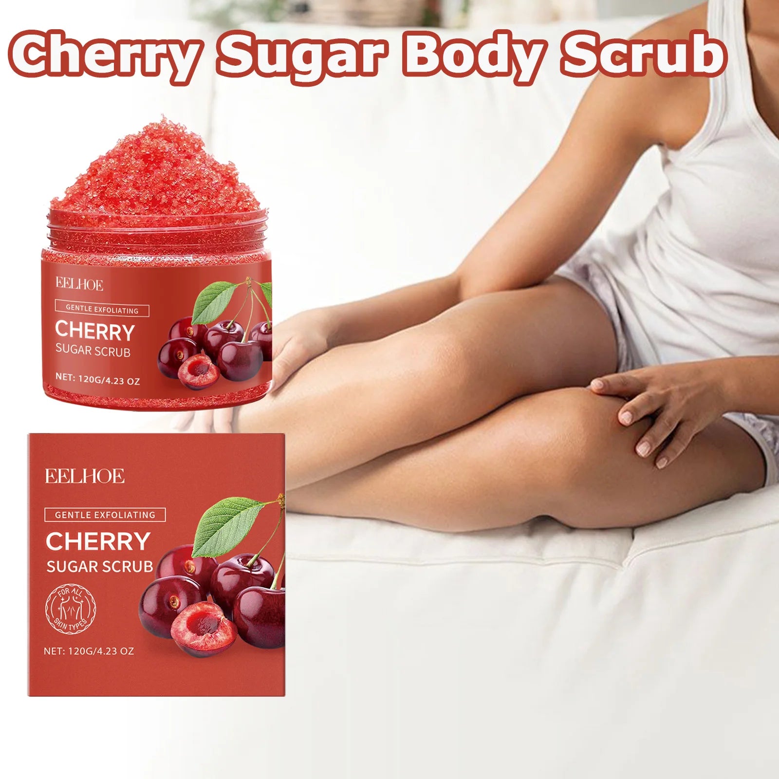 Cherry Sugar Body Scrub for Smooth Skin - Exfoliating Set Scrubs Treatments Tidesmit