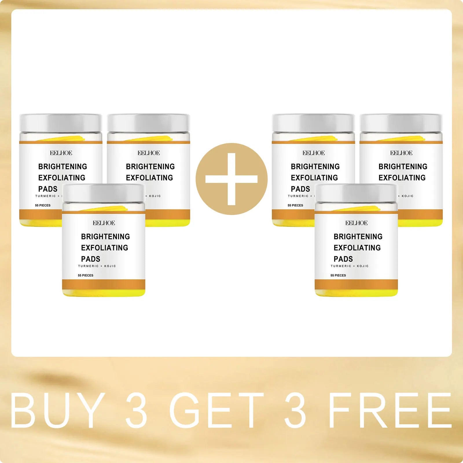 Turmeric Exfoliating Pads for Face Brightening - 55 Pcs Vegan Formula Scrubs Treatments Buy 3 for 3 Free Tidesmit