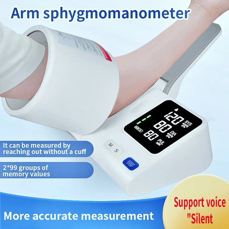 Upper Arm Electronic Blood Pressure Monitor, Household Medical Voice BP Monitor for the Elderly, Large Screen, Memory Function