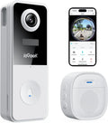 ieGeek 2K Wireless Doorbell Outdoor Waterproof Wireless Doorbell with 180° Fisheye Camera, Compatible with Alexa / AI Detection