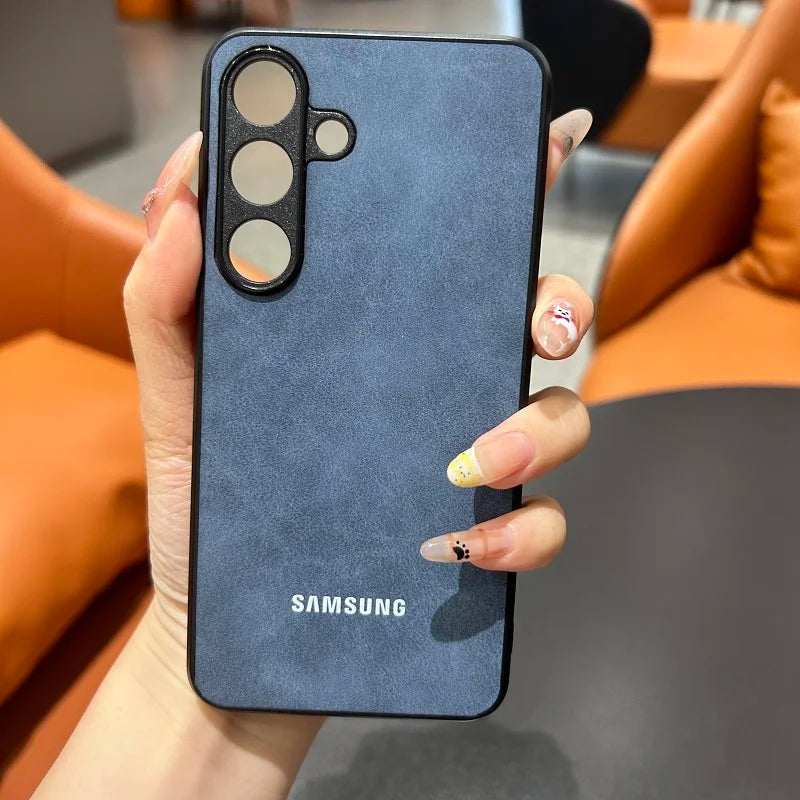 Sheepskin Leather Case for Samsung - Soft Lambskin Slim Fit Protection Blue Tidesmit
