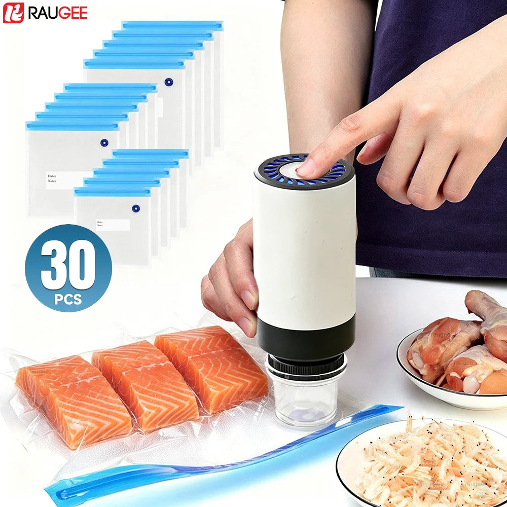 Electric Vacuum Sealer Pump Mini Handheld Vacuum Pump with Food Vacuum Bags USB Rechargeable Portable Mini Vacuum Sealer Machine