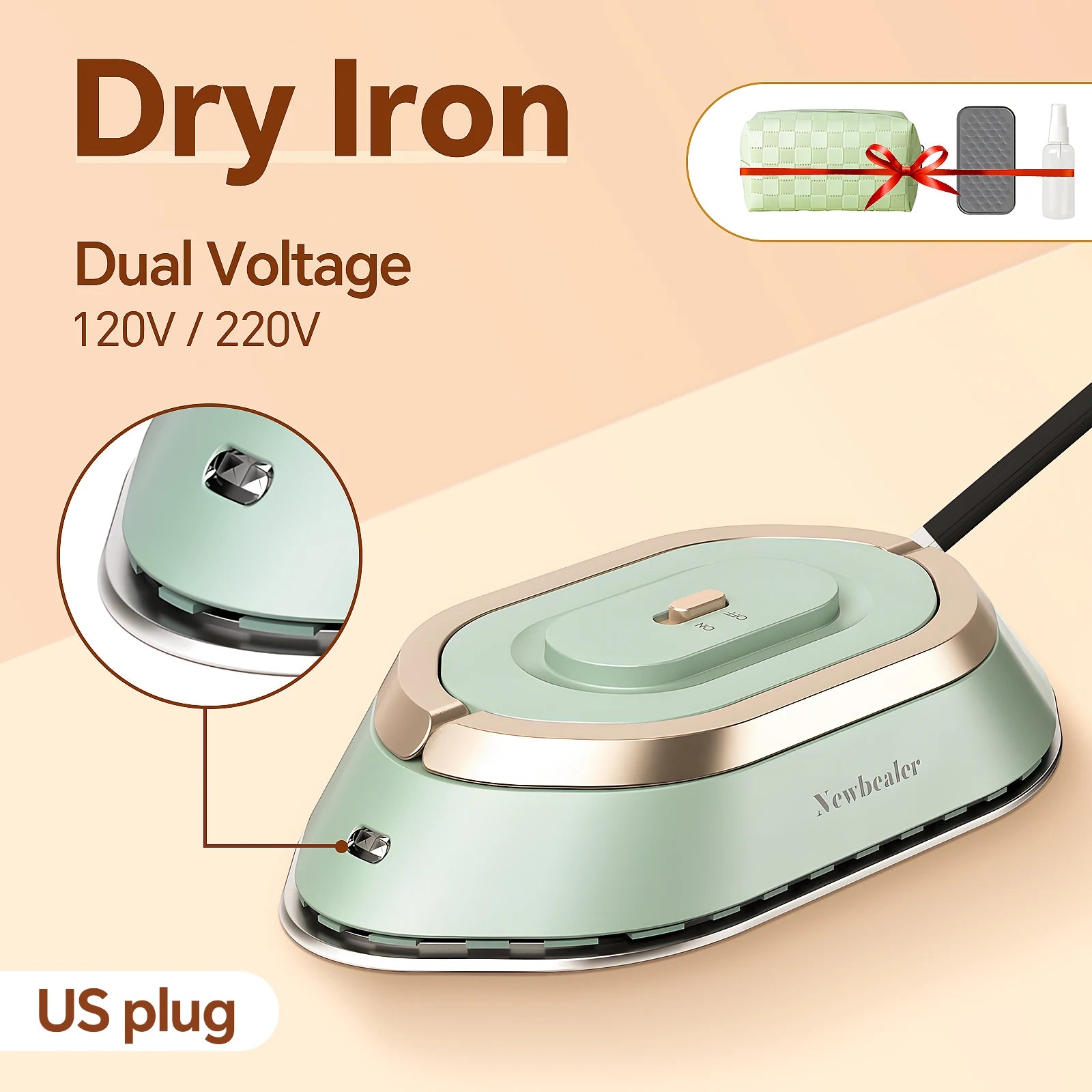 Tidesmit mini handheld travel iron with 30s heat-up technology for efficient dry ironing at home or on the go
