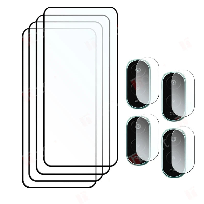 4+4 Tempered Glass For Xiaomi POCO M7 4G M7plus Screen Protector Shockproof Full glue + M7 4G Soft Camera lens film AE 4 Glass 4 Lens Film Tidesmit