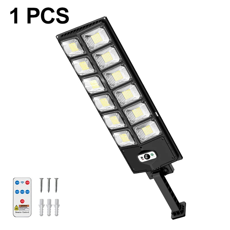 300W Super Bright Solar Street Lights Outdoor Wall Lamp With Motion Sensor Remote Control Garden Street Light RemoteControl Energy-Efflcient Waterproof 4300mah 8000 Lm Solar Street lght
