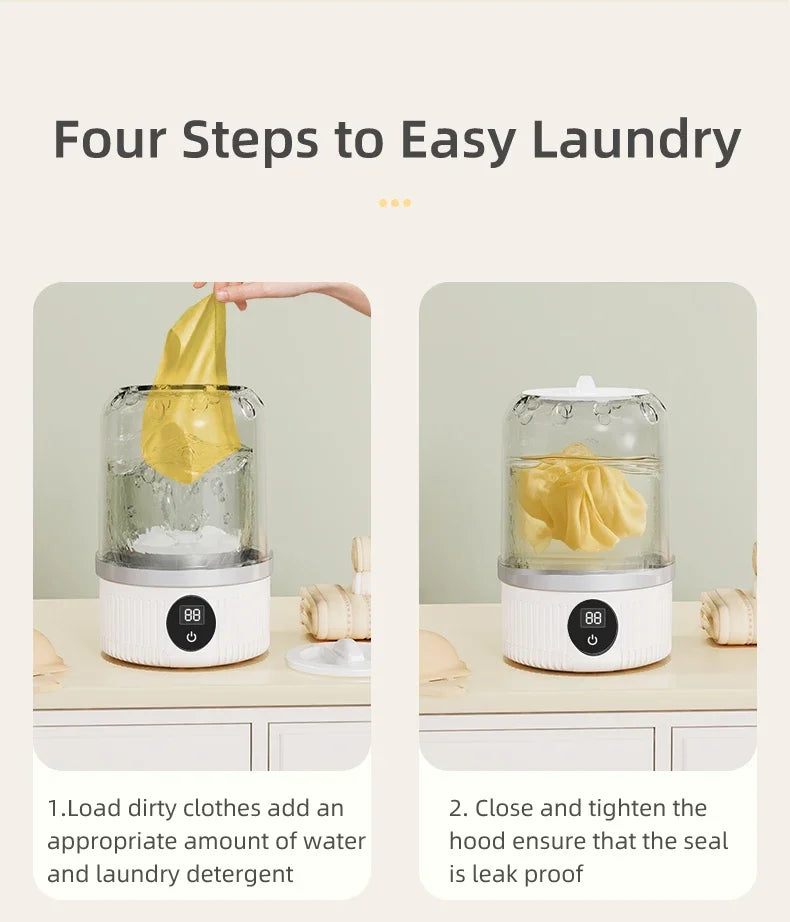 Tidesmit mini wireless electric washing cup for underwear, socks, and pet clothes showing internal cleaning agitator.