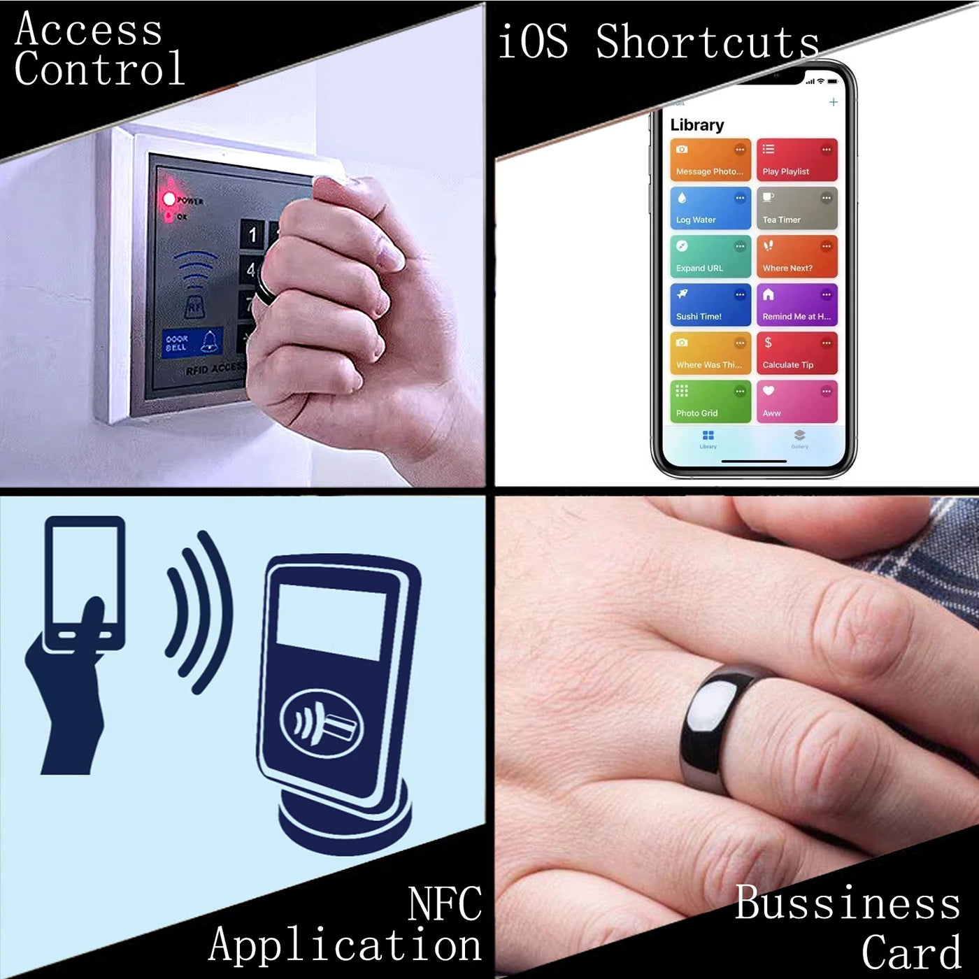 Ntag215 NFC Full Ceramic Smart Ring Compatible with NFC Enabled Phones and Devices Programmable 504 Bytes for Bussiness Tags Tidesmit