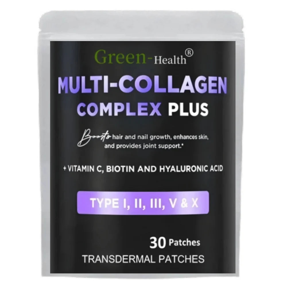 Multi Collagen Plus Transdermal Patches With Biotin, Vitamin C For Women & Men Hair Growth Support Skin 30 Patches