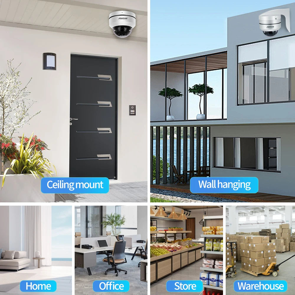 Hikvision Compatible 8MP 4K PTZ IP Camera Outdoor Dome Onvif PoE 5X Optical Zoom CCTV Audio AI Auto Tracking Surveillance Camera
