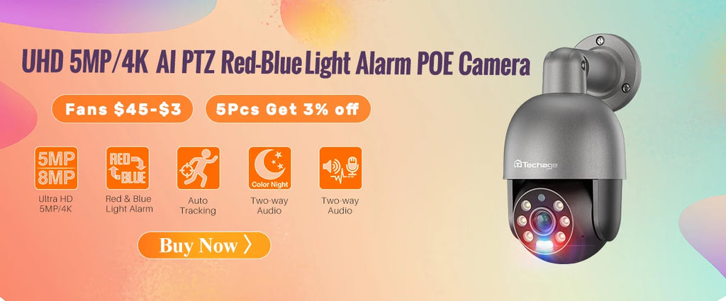Techage 8MP POE IP Camera Dual Lens HD CCTV Video Smart AI Outdoor Audio Auto Tracking PTZ  Camera Surveillance Security System