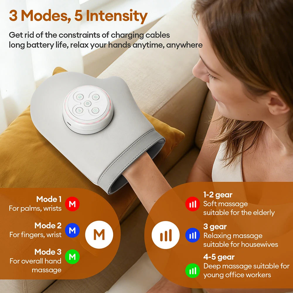 Electric Hand Massager with Heat and Air Compression - Tidesmit White Relaxation Treatment Tidesmit