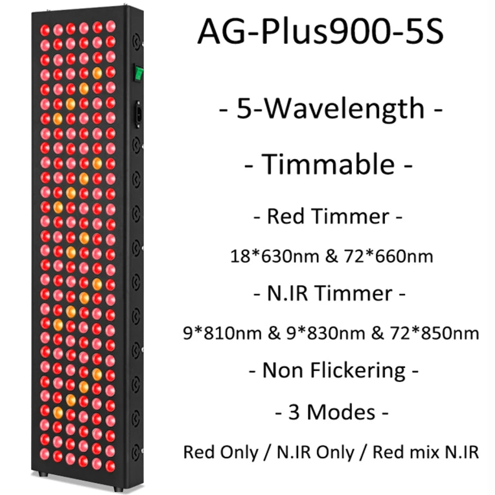 Plus900 Red Light Therapy Panels 630nm 660nm 810nm 830nm 850nm Near Infrared Therapy Light, LED Red Lamp Beauty Device