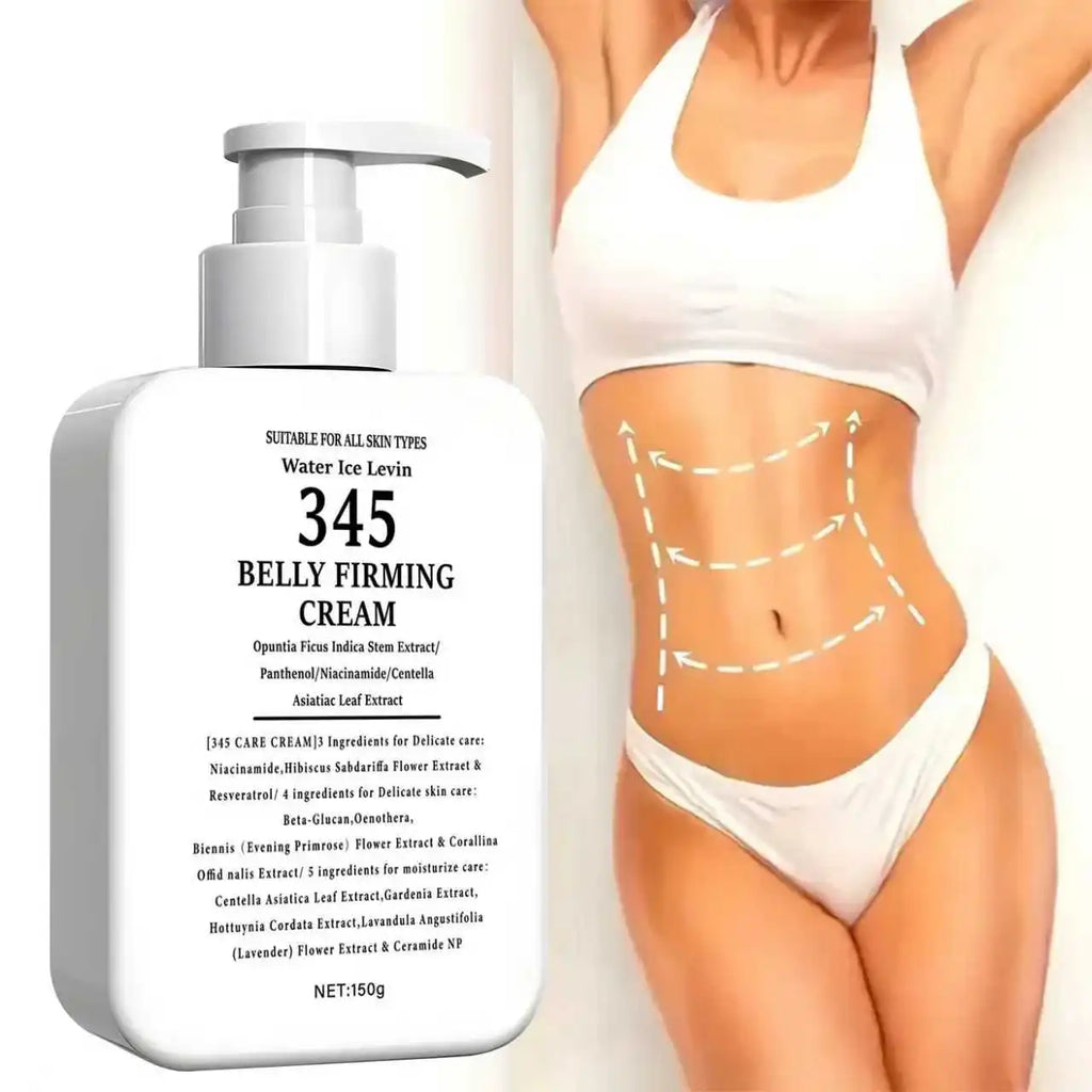 Water Ice Levin 345 Belly Firming Cream, 150g, with Niacinamide & Centella, Lightweight Moisturizes for Elastic, Firm Belly Skin