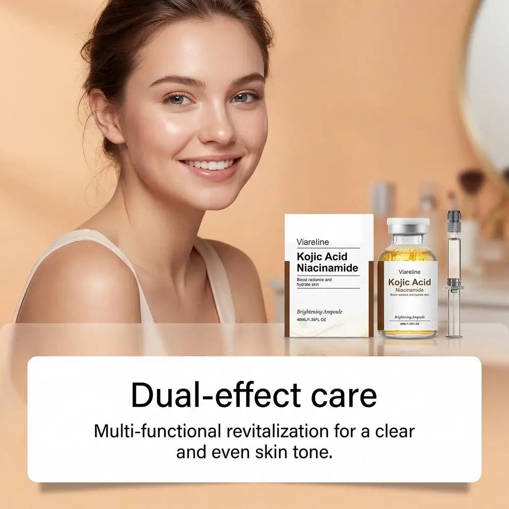 Brightening Kojic Acid & Niacinamide Ampoule 40ml Even Skin Tone Hydrating Moisturizing Dual Care Easy To Use Skincare