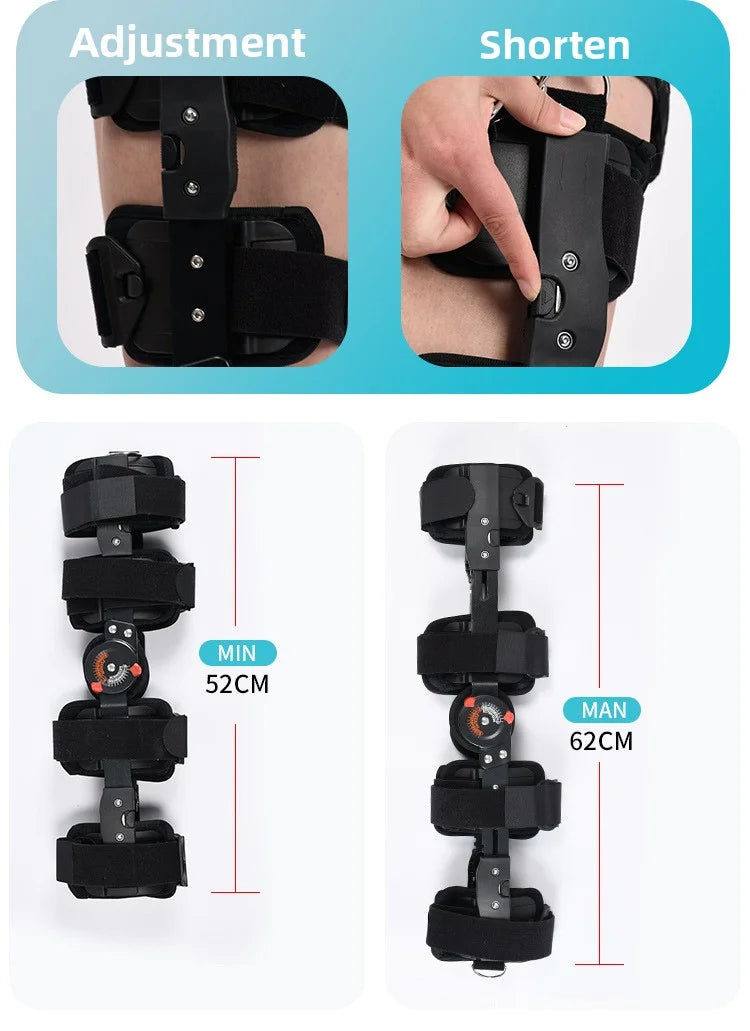 Adjustable Knee Brace Hinged Support Carbon Fiber Stay for Leg Fracture Meniscus Rehabilitation Post Surgery Recovery Breathable