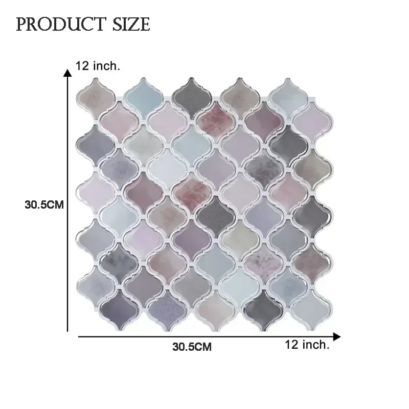 5/10PCS Self Adhesive Mosaic Vinyl Wall Tiles Stickers Wallpaper Gourd Shape 12X12Inch Brick Design for Kitchen Home Decoration