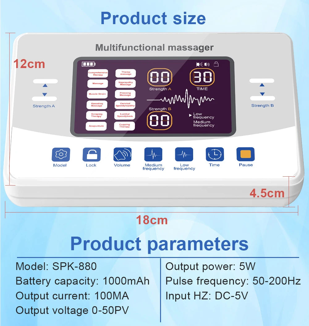 Electric Muscle Stimulator & TENS Pulse Massager - Tidesmit Body Shaping Massage Equipment Tidesmit
