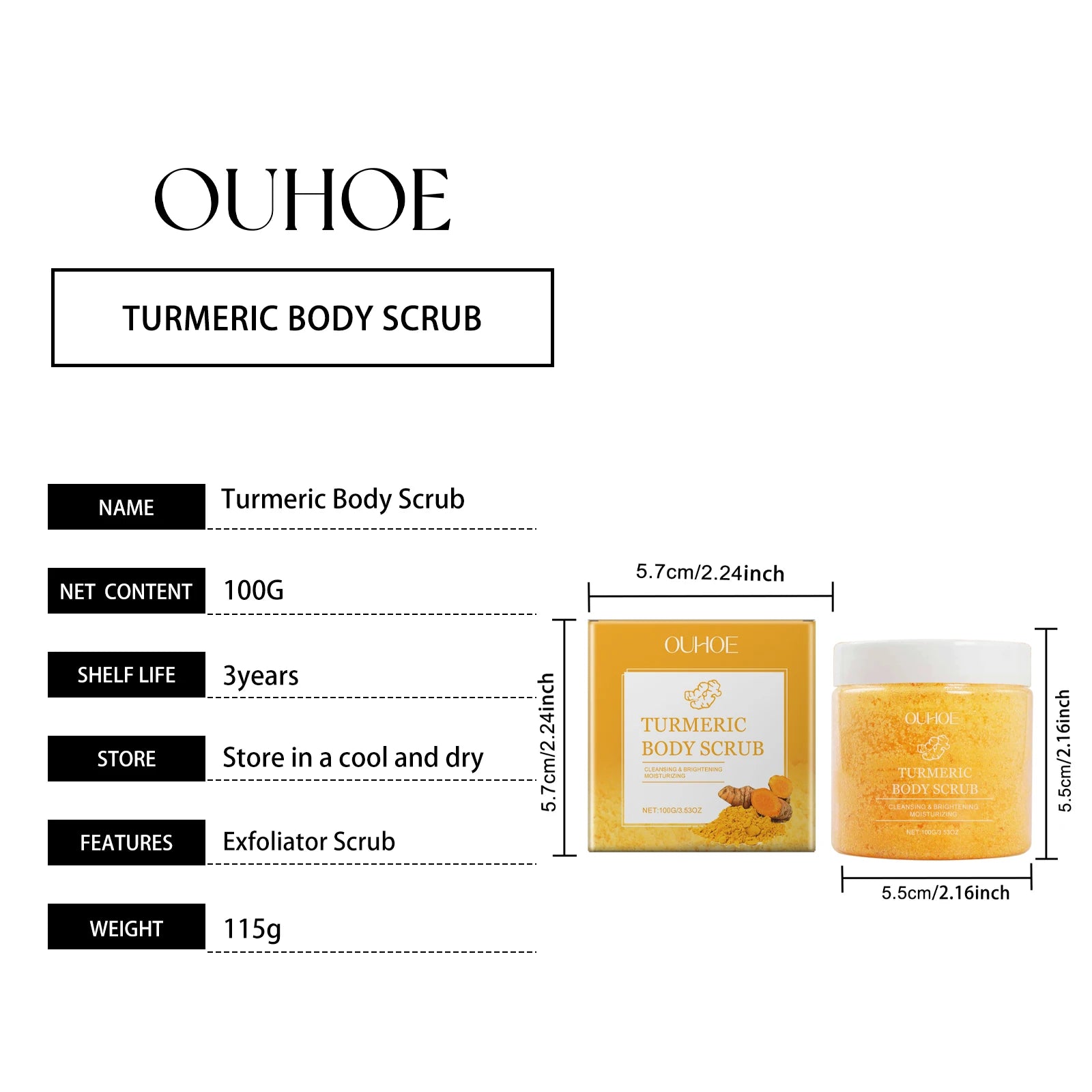 Turmeric Body Scrub for Smooth Skin - Natural Exfoliating Sea Salt 5pcs Scrubs Treatments Tidesmit