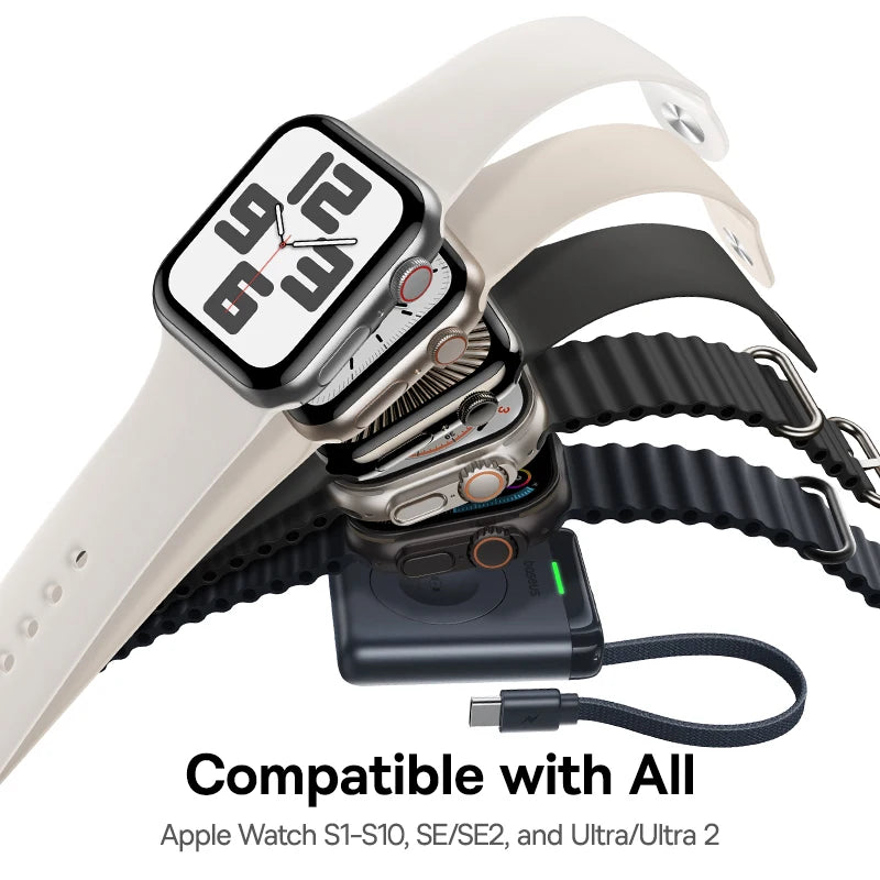 Baseus 5W Magnetic Wireless Charger For Apple Watch USB-C Built-in Cable For Apple Watch S1-S10 SE SE2 Ultra2