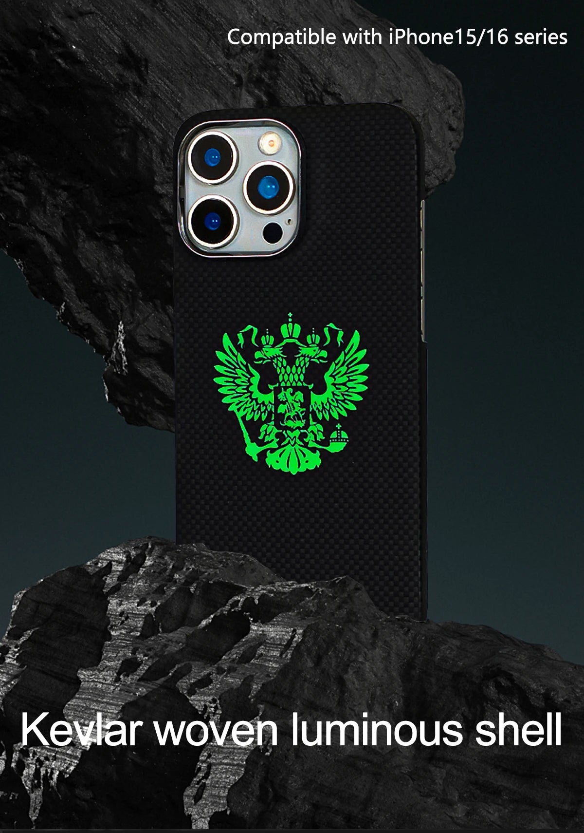 iPhone 16 Pro Max Carbon Fiber Magnetic Case Blue Mag - Slim Drop Protection Tidesmit
