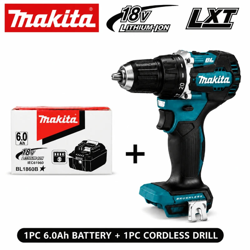 Original Makita 18V Cordless Drill Brushless High Torque Electric Drill DDF487 + Battery Pack BL1860B BL1840 DIY Professional Tool EU Fast Shipping