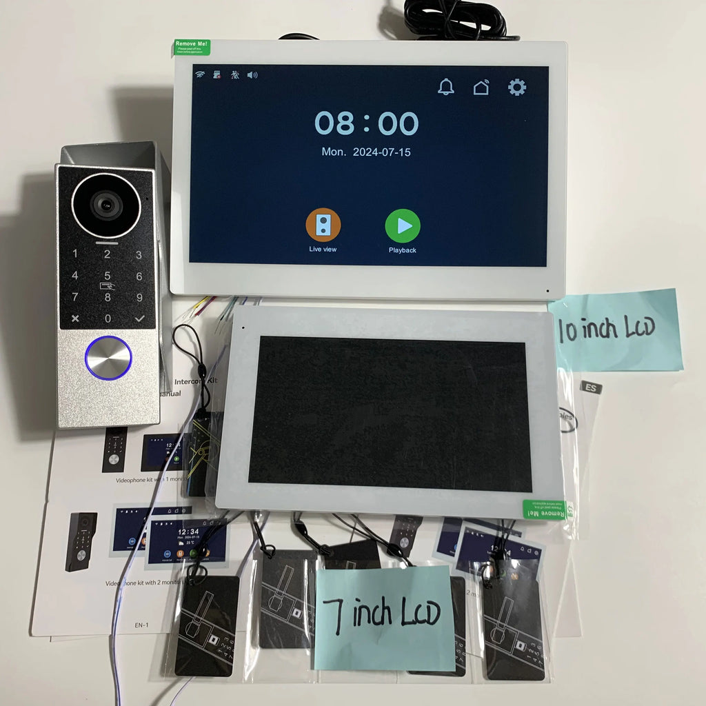 2Wire Tuya Smart Video Intercom Doorbell 5G WiFi 7/10inch Touch Screen 1080P Metal Outdoor Camera Doorphone Password 5in1 Unlock