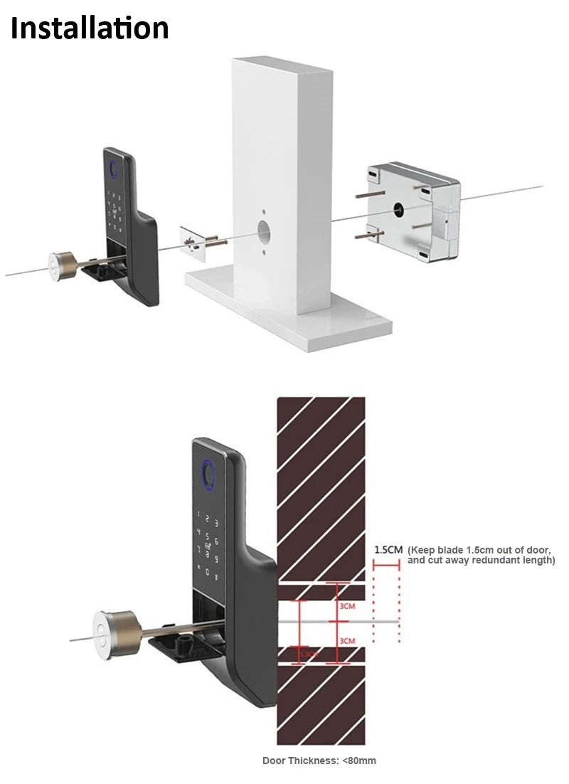 Tuya WiFi Smart Door Lock TTLock BLE APP Fingerprint Password IC Card Key One-Press Indoor Unlock IP66 Waterproof Gate Door Lock