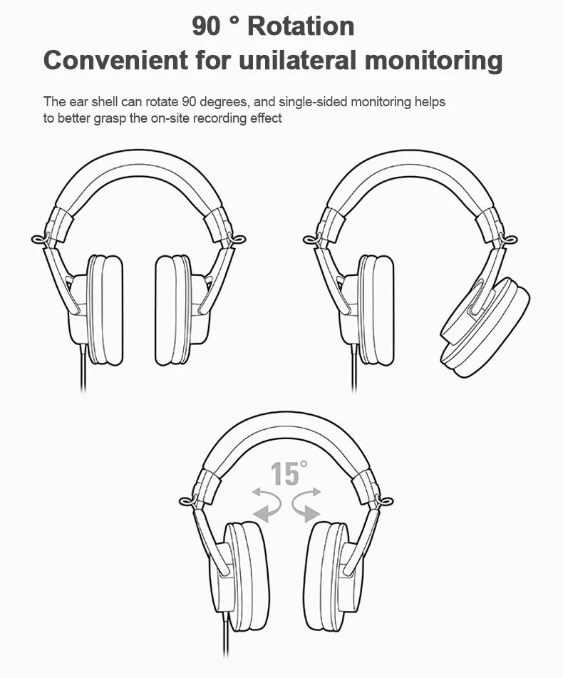 Studio Monitor Headphones with Active Noise Cancellation - Wired Over-Ear Tidesmit