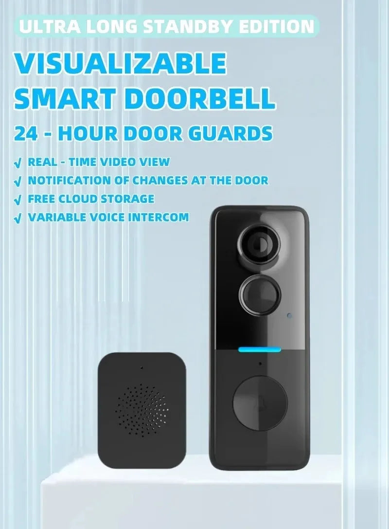 Tuya Doorbell with Solar Rain Cover Camera Wireless Video Doorbell Wifi PIR Human Body Sensing Outdoor Door Bell Video Intercom