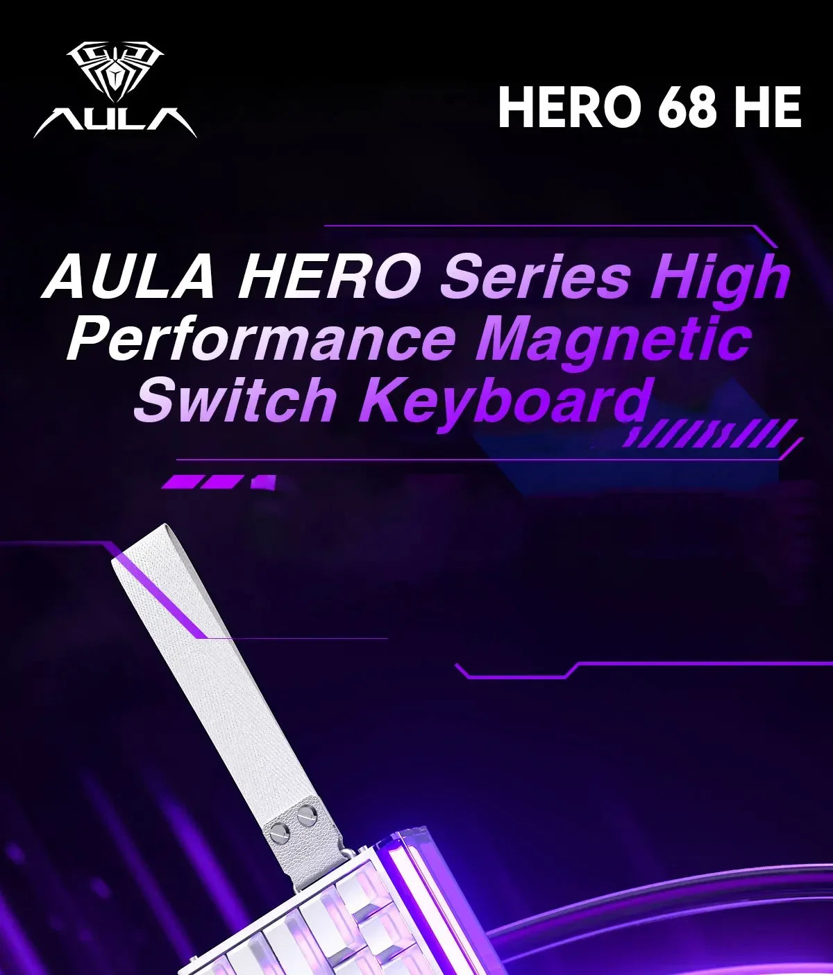 AULA HERO 68 HE E-sports Gaming Magnetic Switch Keyboard 60% Wired RGB Hot Swap 8K Return Rate Custom Mechanical Keyboard