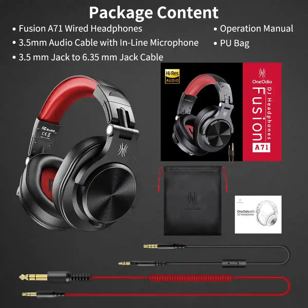 Wired Over-Ear Studio Headphones with Integrated Microphone Tidesmit