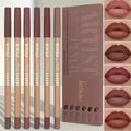 6-piece velvet matte lip liner set in assorted brown and nude shades for long-lasting, precise lip shaping.