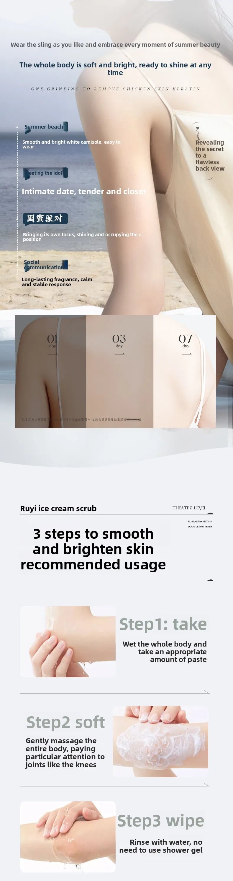 Fruit Acid Body Scrub 250g - Professional Exfoliating Cream for Smooth Skin Scrubs Treatments Tidesmit