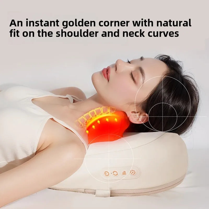 Electric Massager Neck Pillow - Portable Deep Tissue with Heat Therapy Massage Cushion Tidesmit