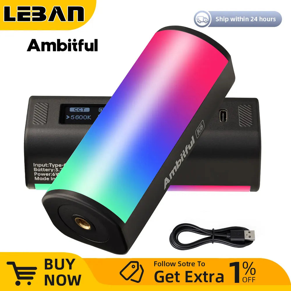 RGB Handheld LED Video Light - Magnetic Tube with Adjustable Temperature Tidesmit