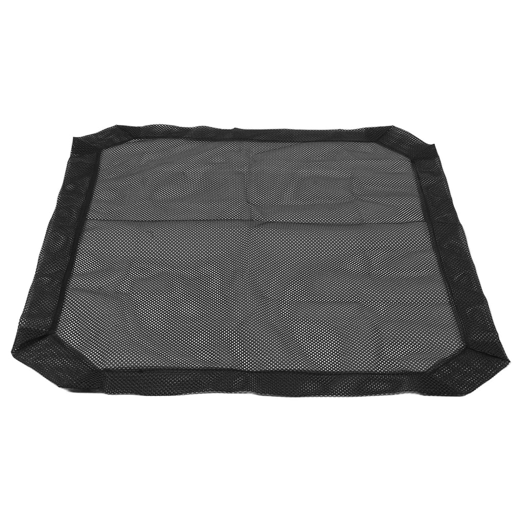Breathable black mesh replacement cover for elevated pet beds, 108x72cm, washable hammock fabric for dogs and cats.