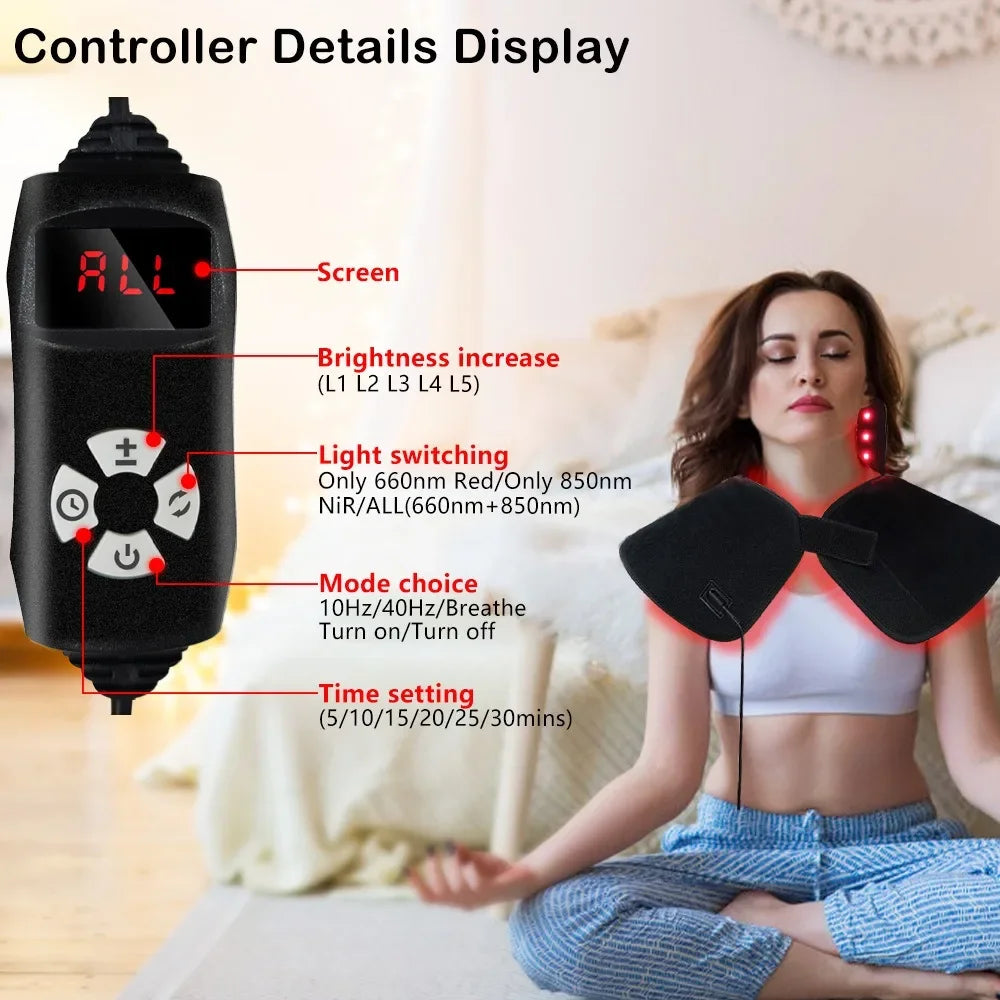 Red Light Therapy Pad for Muscle Relief with 288 LEDs Infrared Heat Massage Chairs Tidesmit