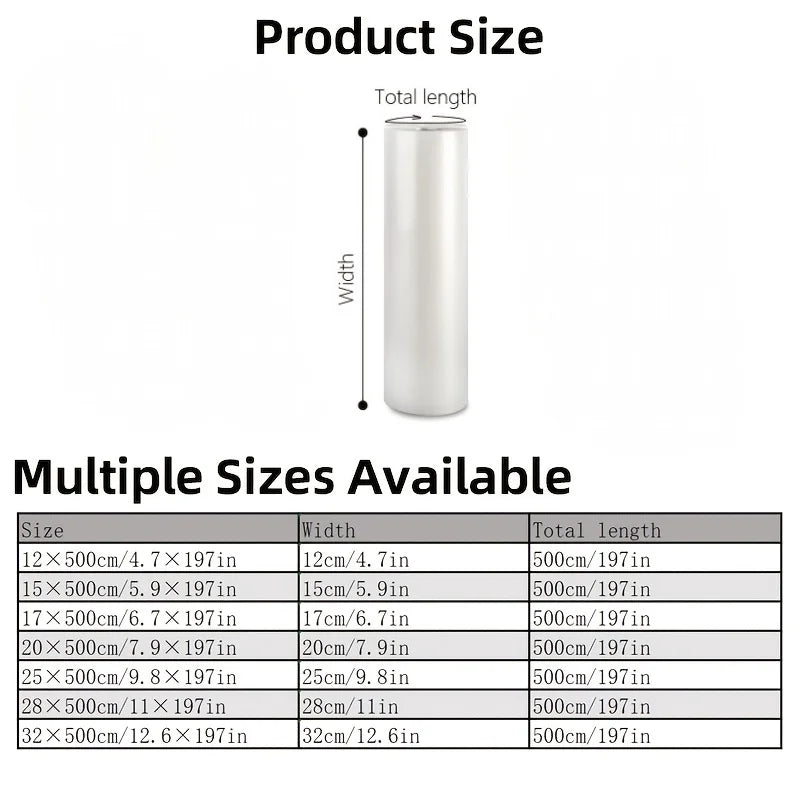 1Roll 12/20x500cm Vacuum Seal Bags - Durable, Tear-resistant, Easy-cut. Ideal For Sous Vide, Meal Prep, Beef Storage Kitchen