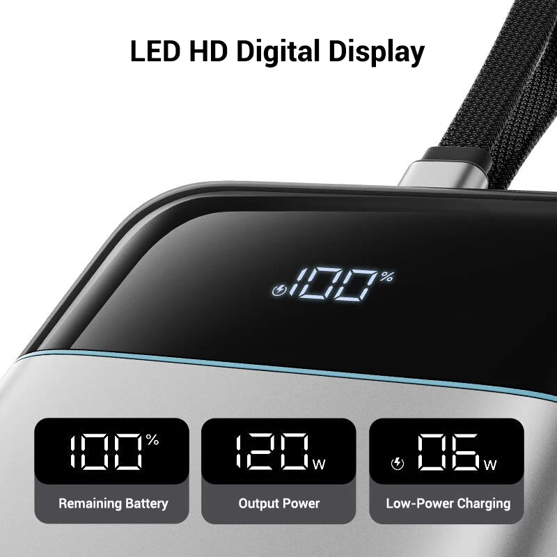 CUKTECH 25000mAh 120W Portable Charger with Built-in USB-C Cable Tidesmit
