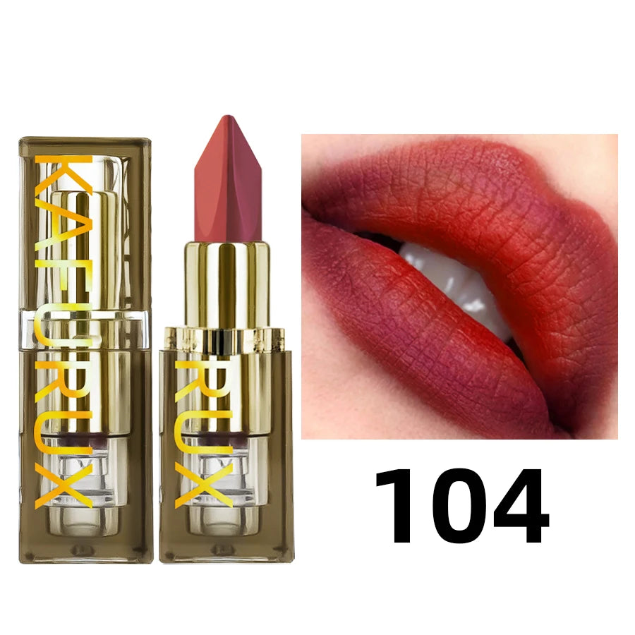 Two-tone red rose matte lipstick, moisturizing formula with a gradient ombre finish for a professional lip makeup look.